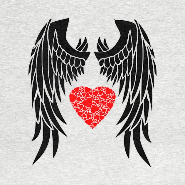 Angel Wings With Crackled Hearts by swagmaven